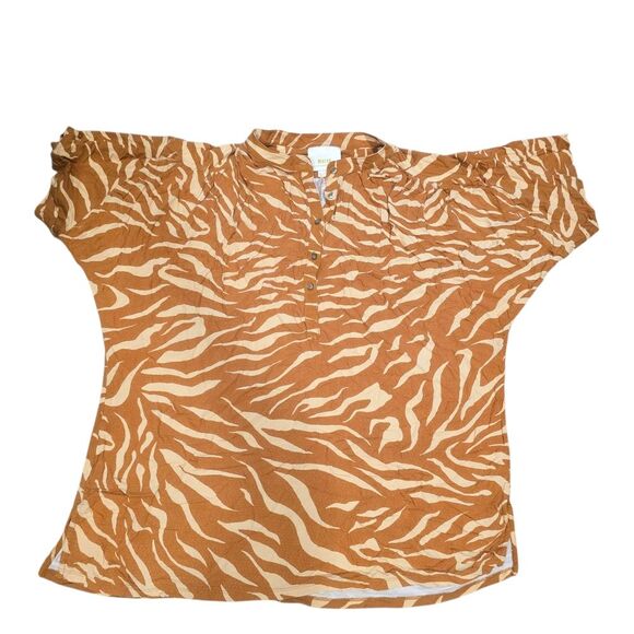 Anthropologie Tiger Stripe Blouse in Orange and Cream Size Xl - Picture 5 of 9